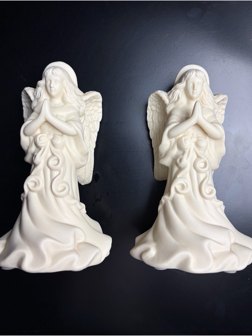 Retired PartyLite Angel of Light Bisque Taper Candle Hold (set of 2)
